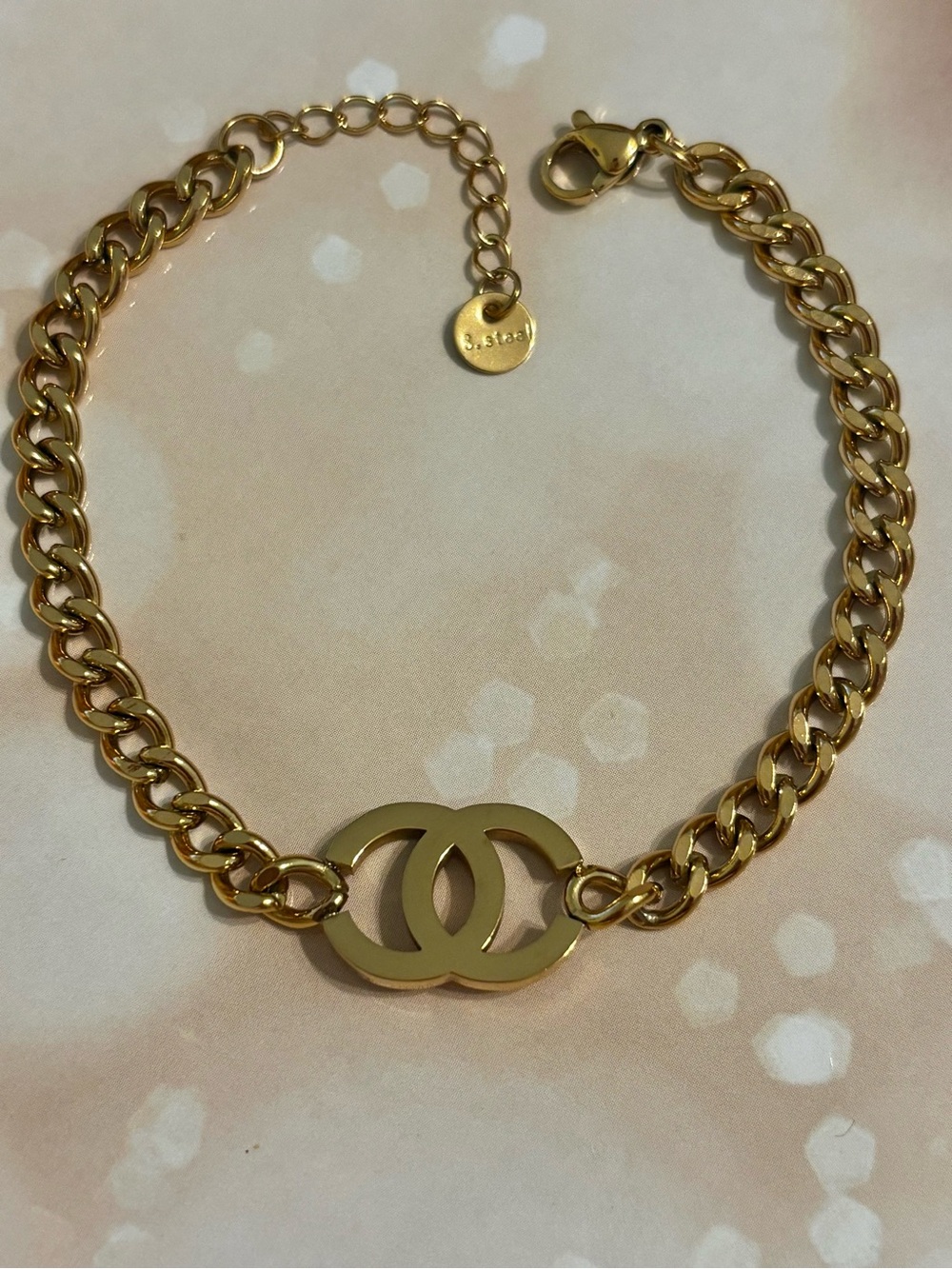 Fashion Jewelry Gold Interlocking Logo Chain Bracelet